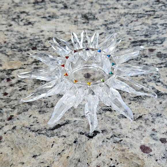 RARE VINTAGE SWAROVSKI CRYSTAL SOLARIS SUN STAR TAPER CANDLEHOLDER ORIGINAL BOX - Picture 6 of 16